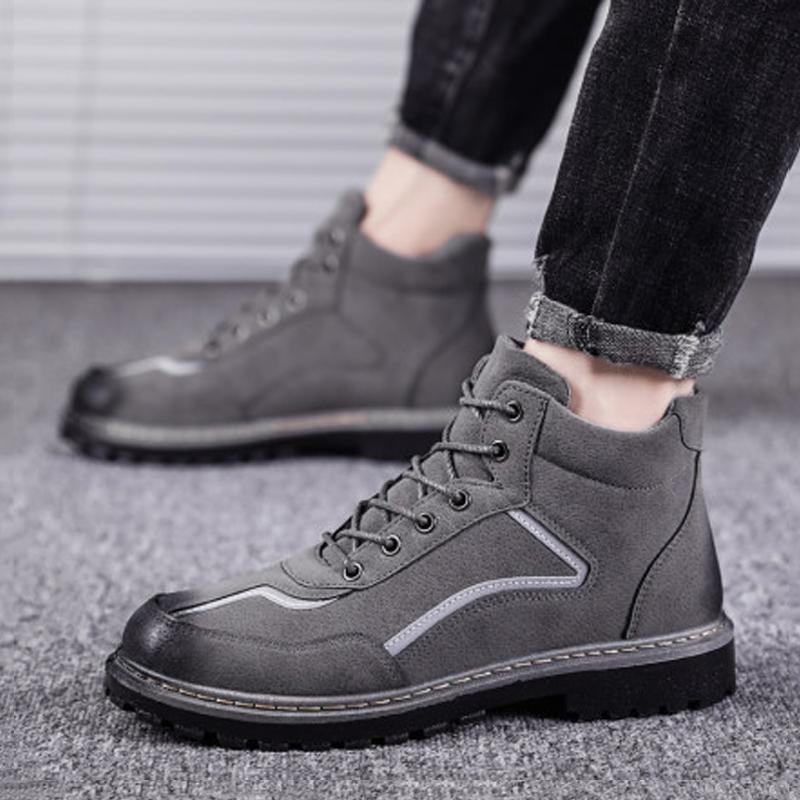 Leather Lace Up High-top Men's Boots