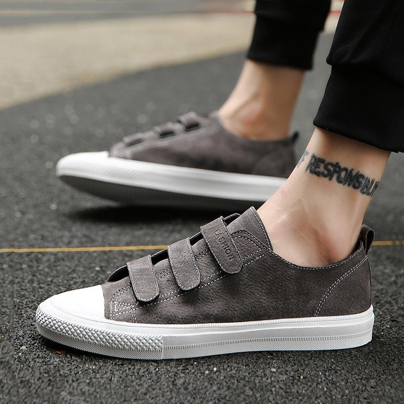 Pigskin Leather Elastic Band Men's Sneakers