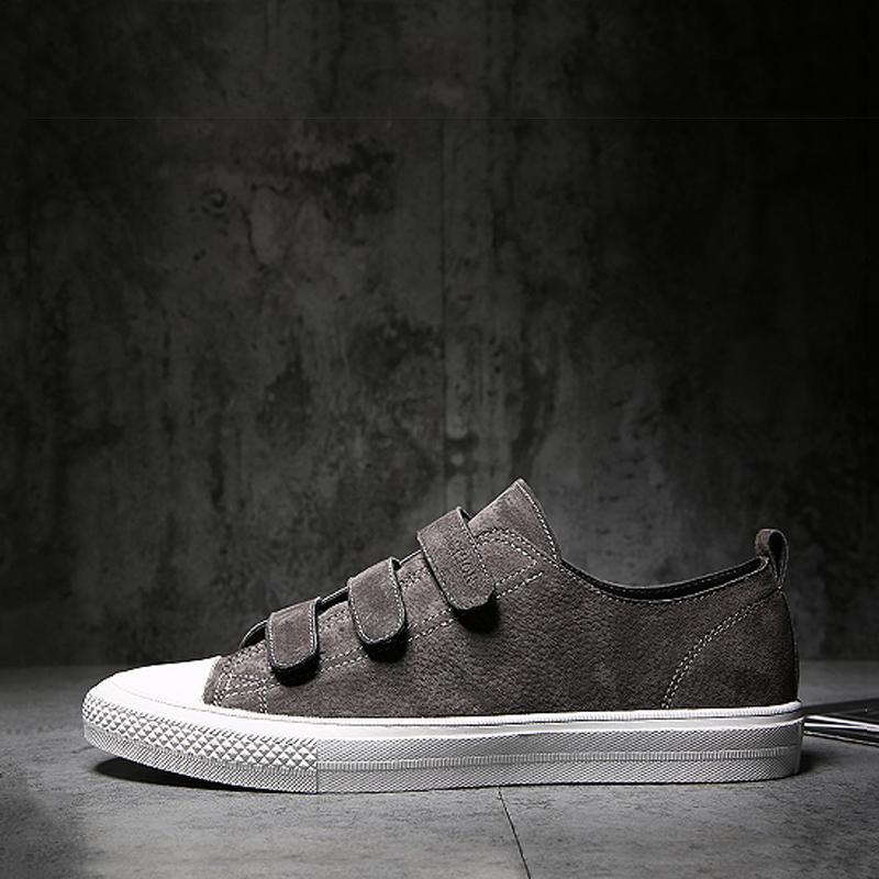 Pigskin Leather Elastic Band Men's Sneakers