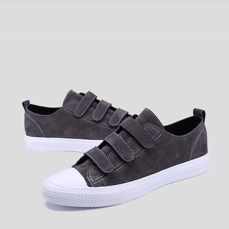 Pigskin Leather Elastic Band Men's Sneakers