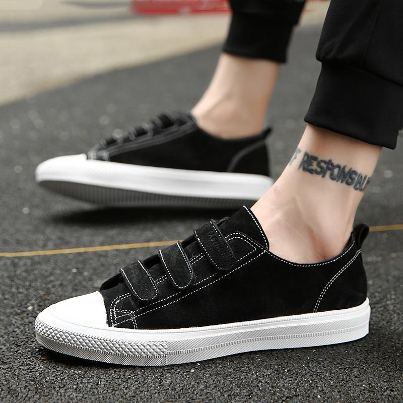 Pigskin Leather Elastic Band Men's Sneakers