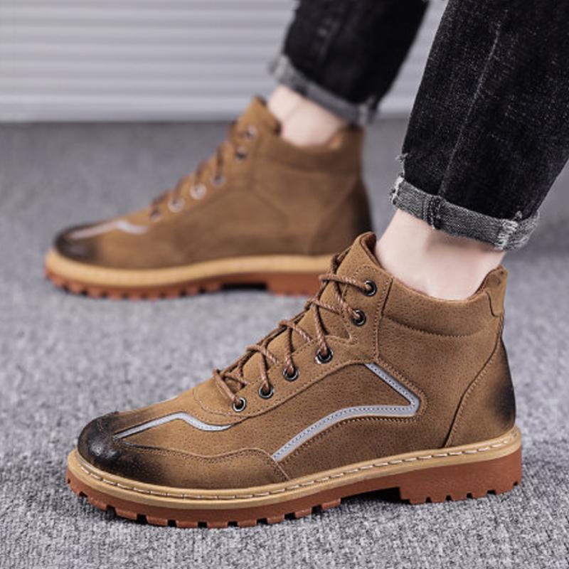 Leather Lace Up High-top Men's Boots