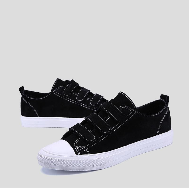 Pigskin Leather Elastic Band Men's Sneakers