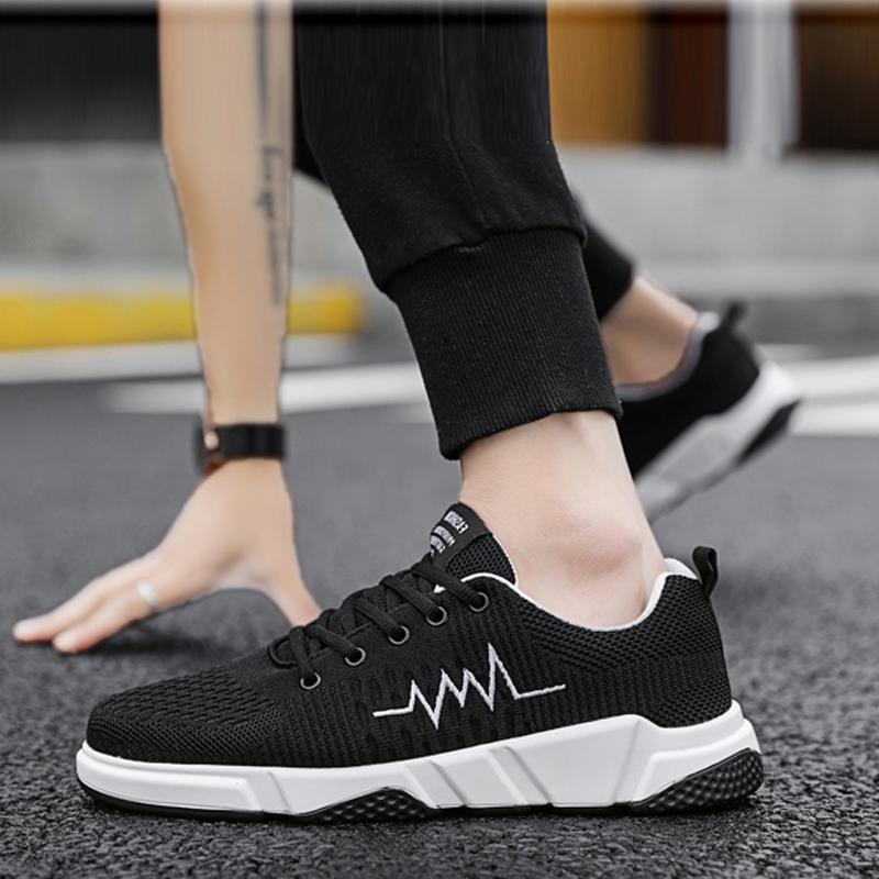 Knitted Fabric Lace Up Men's Sneakers