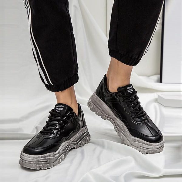 Microfiber Lace Up Platforms Men's Sneakers