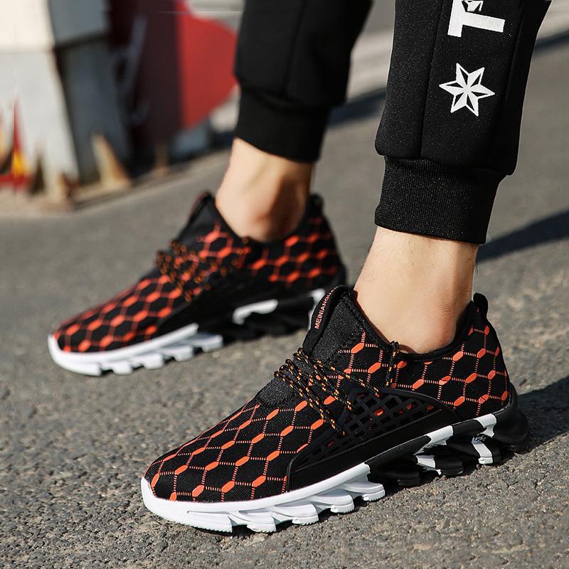 Knitted Fabric Lace Up Men's Sneakers