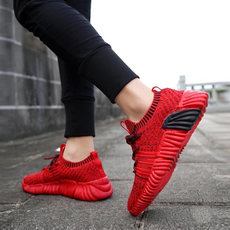 Knitted Fabric Lace Up Men's Sneakers