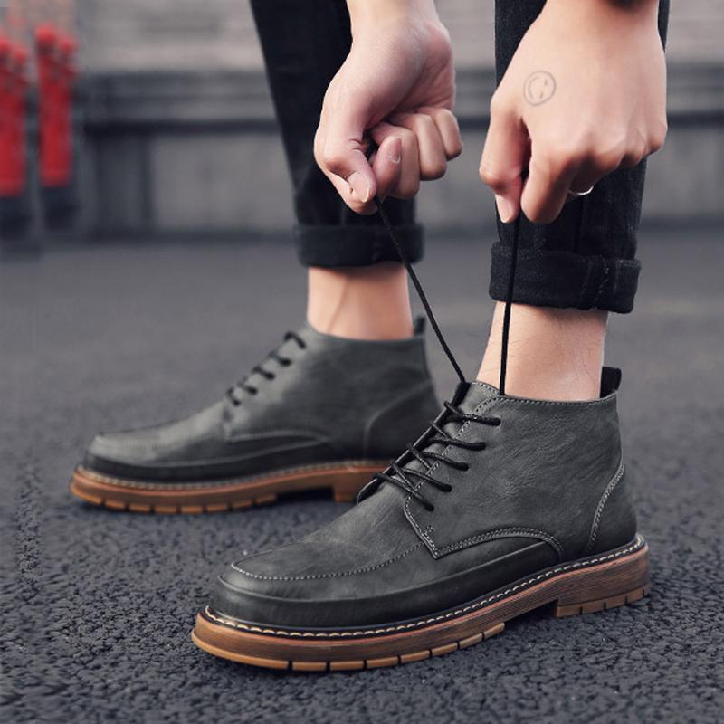 Leather Lace Up Men's Boots