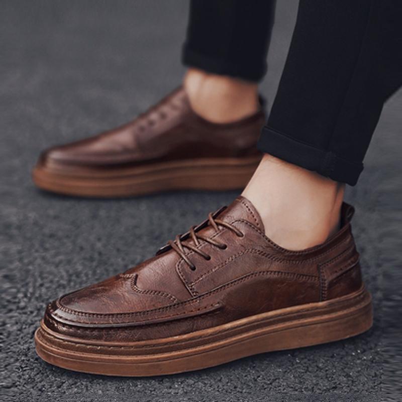 Cowhide Lace Up Men's Sneakers