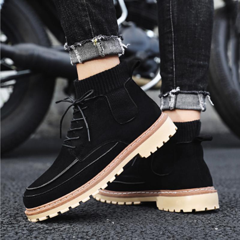 Suede Lace Up High-top Men's Boots