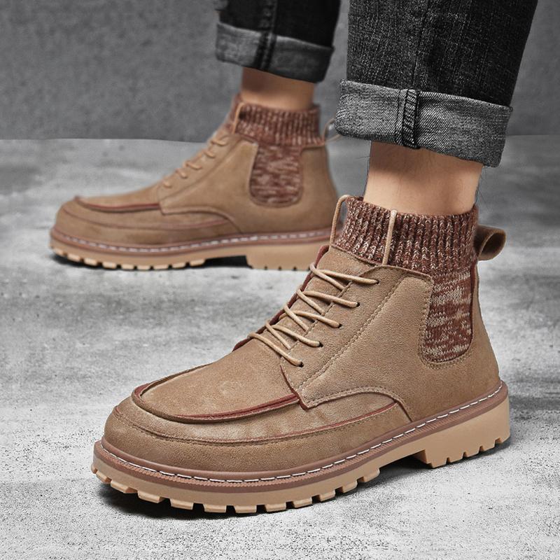 Suede Lace Up High-top Men's Boots