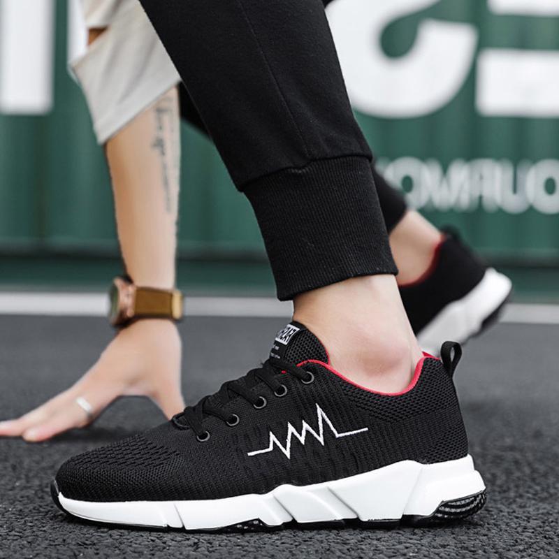 Knitted Fabric Lace Up Men's Sneakers