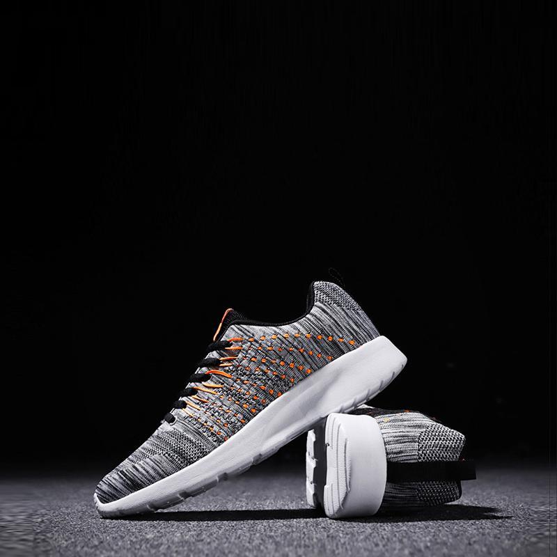 Knitted Fabric Lace Up Breathable Men's Sneakers