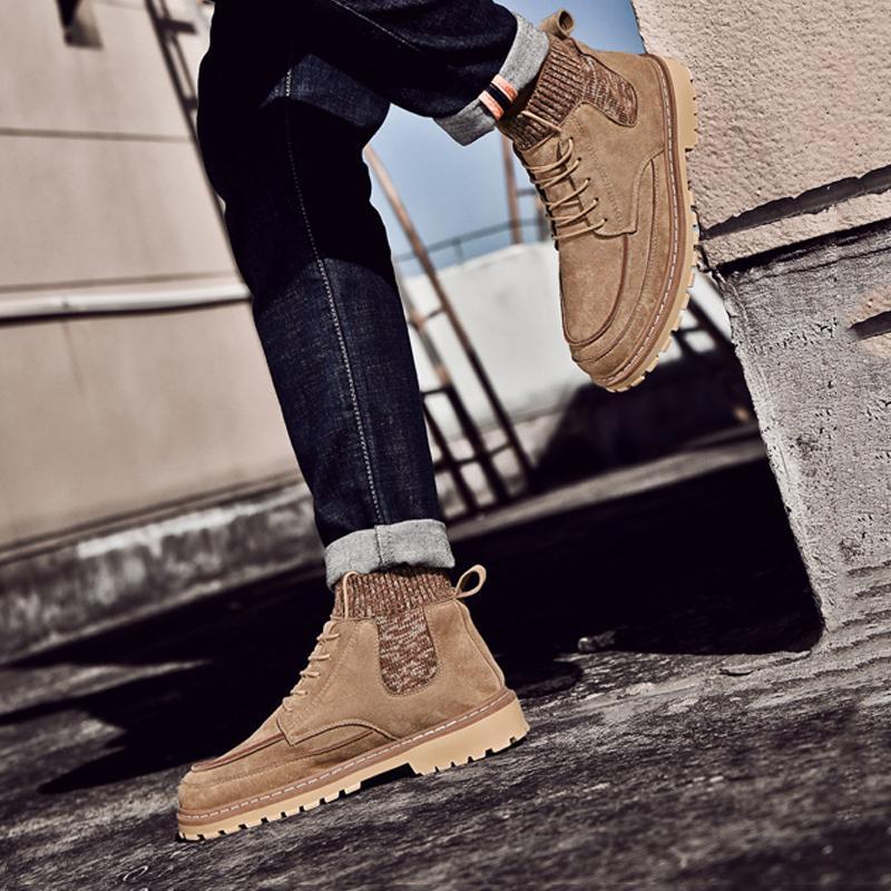 Suede Lace Up High-top Men's Boots