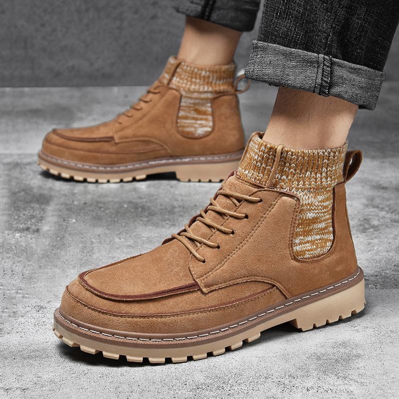 Suede Lace Up High-top Men's Boots