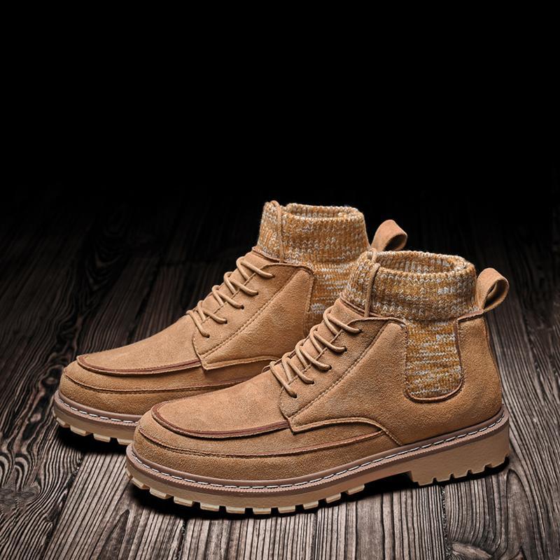 Suede Lace Up High-top Men's Boots