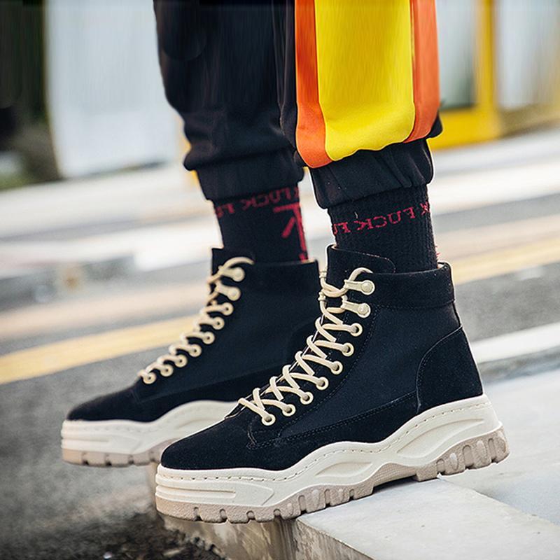 Canvas Cloth Lace Up Platform Men's Boots