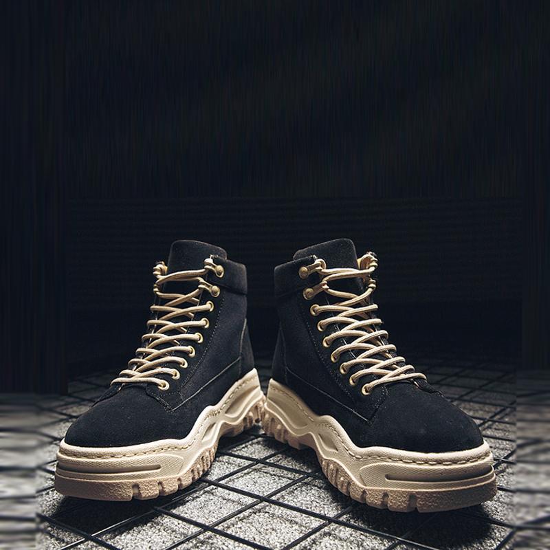 Canvas Cloth Lace Up Platform Men's Boots